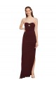 Sleeveless Burgundy Gold Sheath Strapless Formal Dress