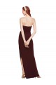 Sleeveless Burgundy Gold Sheath Strapless Formal Dress