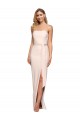 Sleeveless Nude Low Back Sheath Strapless Formal Dress