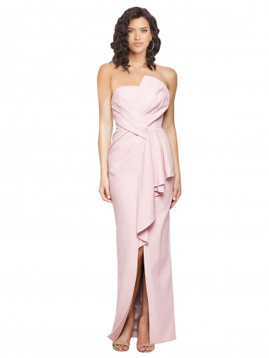 Affordable Sleeveless Pink Low Back Sheath Strapless Formal Dress Canada