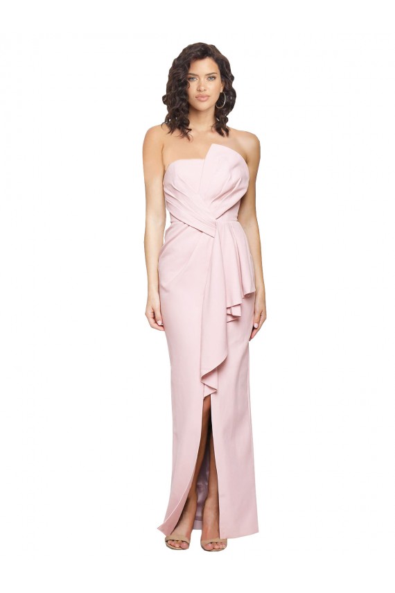 Sleeveless Pink Low Back Sheath Strapless Formal Dress
