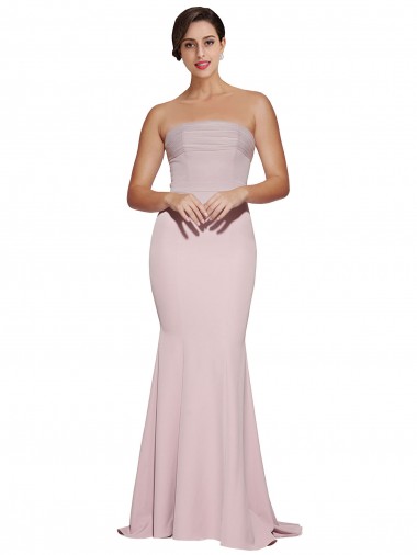 Affordable Sleeveless Mauve Low Back Sheath Strapless Formal Dress Canada