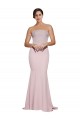 Sleeveless Mauve Low Back Sheath Strapless Formal Dress