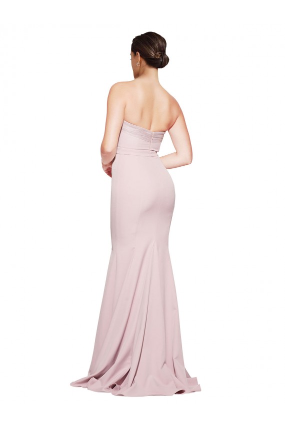 Sleeveless Mauve Low Back Sheath Strapless Formal Dress