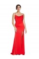 Sleeveless Red Low Back Sheath Cowl Neck Formal Dress