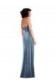 Sleeveless Dusty Blue Low Back Sheath Strapless Formal Dress