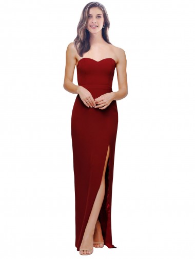 Affordable Sleeveless Burgundy Low Back Sheath Sweetheart Formal Dress Canada