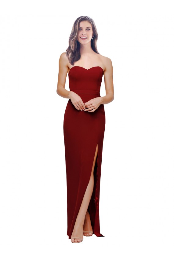 Sleeveless Burgundy Low Back Sheath Sweetheart Formal Dress