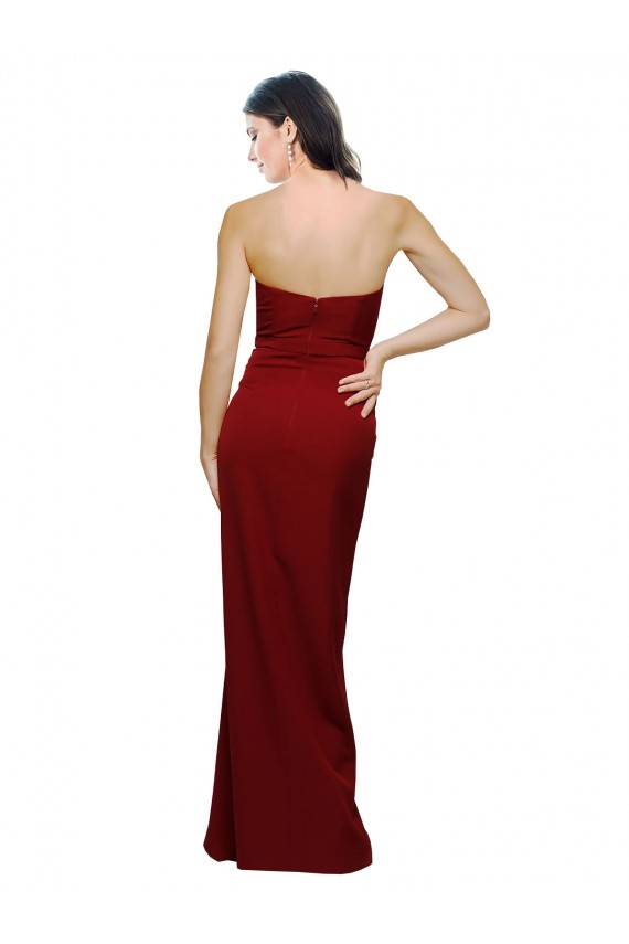 Sleeveless Burgundy Low Back Sheath Sweetheart Formal Dress