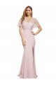 Short Sleeves Mauve Low Back Sheath One Shoulder Formal Dress