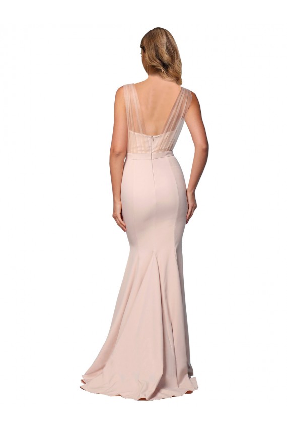 Sleeveless Nude Low Back Sheath Sweetheart Formal Dress