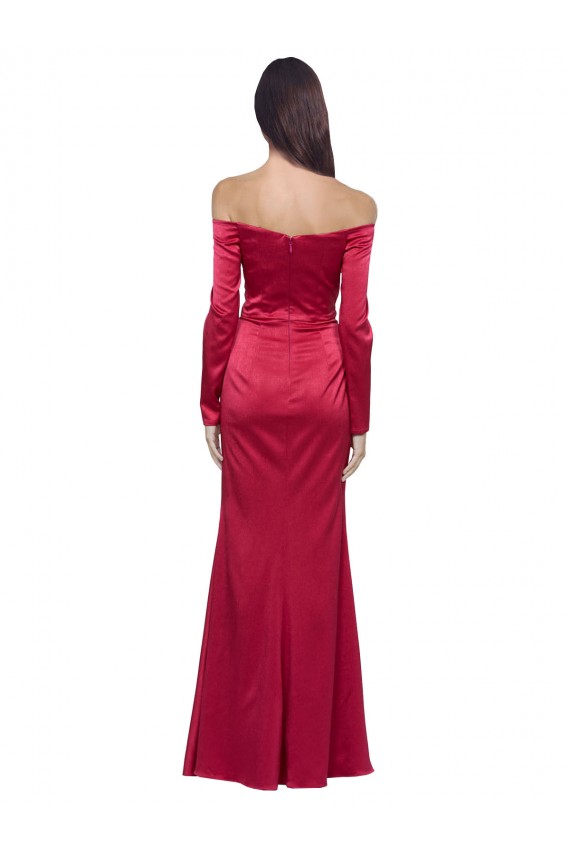 Long Sleeves Dark Red Sheath Sweetheart Formal Dress