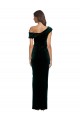 Sleeveless Dark Green Sheath Off the Shoulder High Low Formal Dress