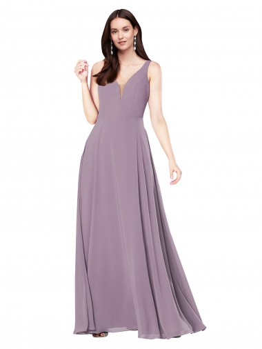 Affordable Sleeveless Dark Lavender Low Back Sheath V-Neck Formal Dress Canada