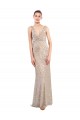 Sleeveless Silver Low Back Sheath V-Neck Formal Dress