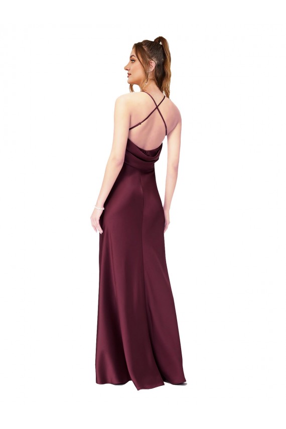 Sleeveless Black Criss Cross Back Sheath V-Neck Black Tie Formal Dress