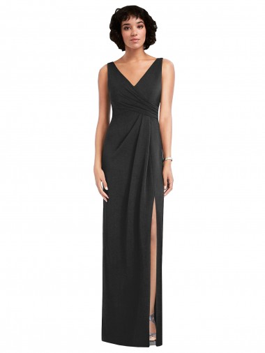 Affordable Sleeveless Black V-Back Sheath V-Neck Formal Dress Canada