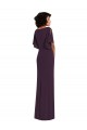 Split Sleeves Grape Sheath V-Neck Formal Dress