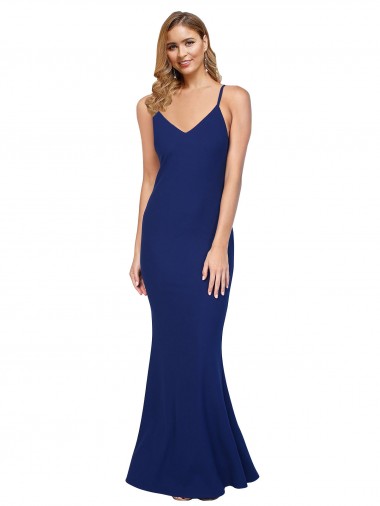 Affordable Sleeveless Royal Blue Low Back Sheath V-Neck Formal Dress Canada