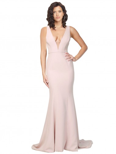 Affordable Sleeveless Pink V-Back Sheath V-Neck Black Tie Formal Dress Canada