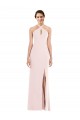 Sleeveless Pink Low Back Trumpet Halter Neck Formal Dress