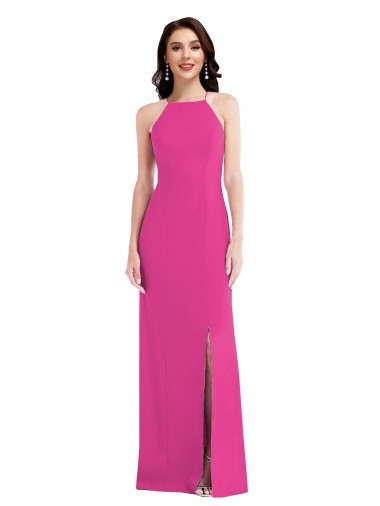 Affordable Sleeveless Fuchsia Open Back Trumpet Halter Neck Formal Dress Canada