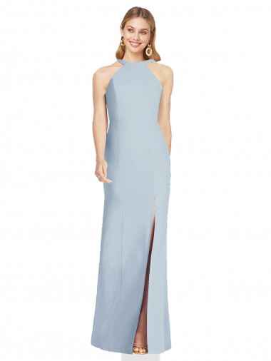 Affordable Sleeveless Light Sky Blue Backless Trumpet Halter Neck Formal Dress Canada