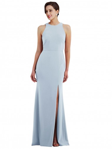 Affordable Sleeveless Light Sky Blue Open Back Trumpet Halter Neck Formal Gowns Canada
