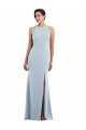 Sleeveless Light Sky Blue Open Back Trumpet Halter Neck Formal Gowns