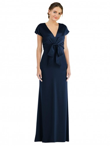 Affordable Cap Sleeves Dark Navy Keyhole Back Trumpet Off the Shoulder Formal Dress Canada