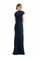 Cap Sleeves Dark Navy Keyhole Back Trumpet Off the Shoulder Formal Dress