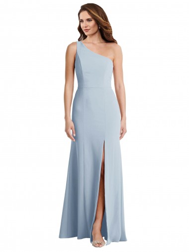 Affordable Sleeveless Light Sky Blue Trumpet One Shoulder Formal Gowns Canada