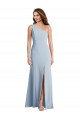 Sleeveless Light Sky Blue Trumpet One Shoulder Formal Gowns