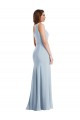 Sleeveless Light Sky Blue Trumpet One Shoulder Formal Gowns