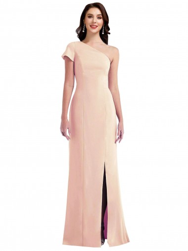 Affordable Cap Sleeves Nude Trumpet One Shoulder Formal Dress Canada