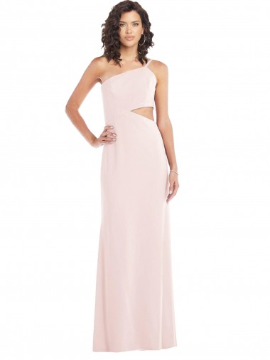 Affordable Sleeveless Pink Trumpet One Shoulder Formal Gowns Canada