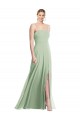 Sleeveless Sage Low Back Trumpet Spaghetti Straps Formal Dress