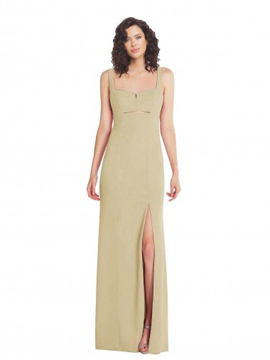Affordable Sleeveless Champagne Low Back Trumpet Square Neck Formal Dress Canada