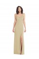 Sleeveless Champagne Low Back Trumpet Square Neck Formal Dress