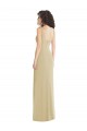 Sleeveless Champagne Low Back Trumpet Square Neck Formal Dress