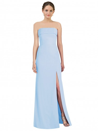 Affordable Sleeveless Light Sky Blue Low Back Trumpet Strapless Black Tie Formal Dress Canada