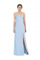 Sleeveless Light Sky Blue Low Back Trumpet Strapless Black Tie Formal Dress