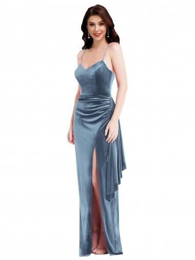Affordable Sleeveless Dusty Blue Low Back Trumpet Spaghetti Straps Formal Dress Canada
