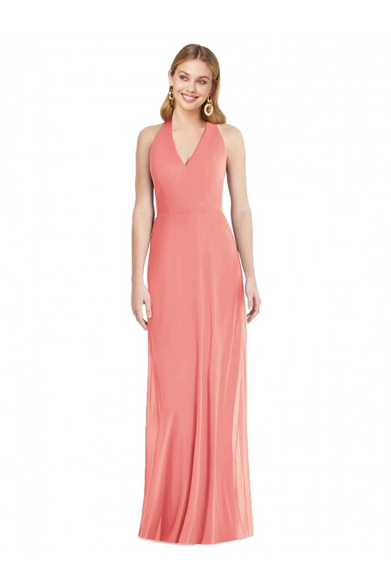 Sleeveless Desert Rose Trumpet Halter Neck Formal Dress