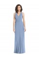 Sleeveless Dusty Blue Open Back Trumpet Halter Neck Formal Dress