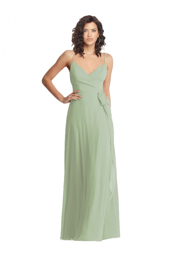 Sleeveless Smoke Green Trumpet Spaghetti Straps Formal Dress