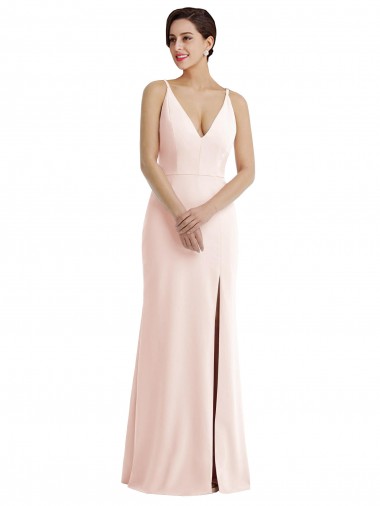 Affordable Sleeveless Pink V-Back Trumpet V-Neck Formal Dress Canada