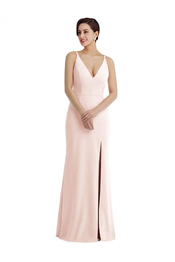 Sleeveless Pink V-Back Trumpet V-Neck Formal Dress