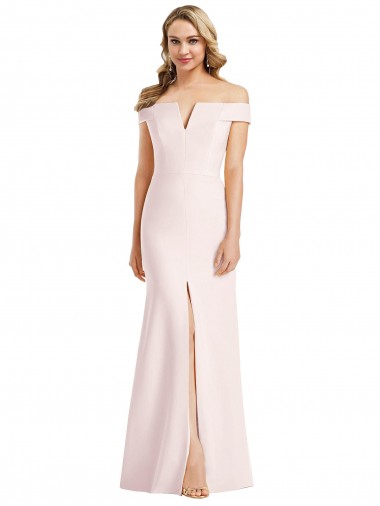 Affordable Sleeveless Pink Trumpet Off the Shoulder Formal Dress Canada