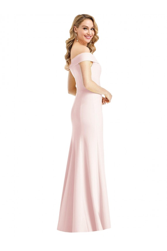 Sleeveless Pink Trumpet Off the Shoulder Formal Dress